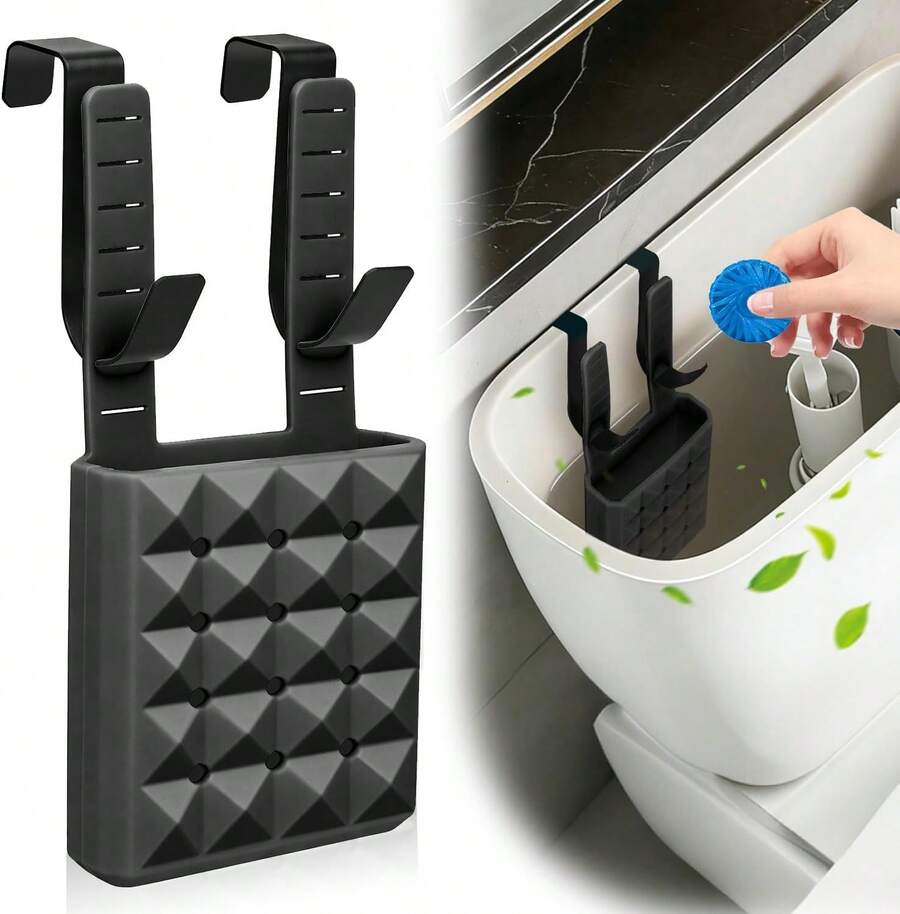Adjustable Toilet Tank Cleaning Tablet Holder - Equipped With A Rust-Proof Hook For Storing Toilet Cleaner And Bleach Tablets - Black - View 1