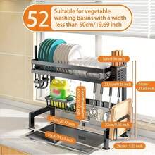 Multi-Tier Heavy Duty Kitchen Organizer Rack With Drip Tray, Spice Rack, Towel Bar, Utensil/Basket/Knife/Cutting Board Holder - Space Saving Sink Over The Counter Storage Rack, Easy Assembly - Suitable For Small Kitchens, Dish Drying Rack, Countertop Organizer - View 4