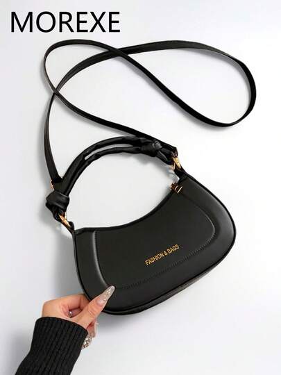 Bolso de mano en forma de media luna para mujer, bolso de mano versátil de moda, bolso bandolera minimalista de unicolor