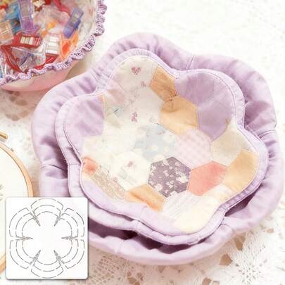 1 khuôn mẫu may vá thủ công DIY, khuôn mẫu hoa văn hình hoa để may vá theo mẫu hoa DIY, khuôn mẫu 6 cánh hoa, 1 tờ khuôn mẫu PET mềm với 3 kích cỡ, thích hợp cho may vá sáng tạo và thủ công, phụ kiện đựng đồ may vá DIY.