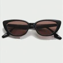 1 Pair Women's Black Cat Eye PC Frame Solid Retro Fashion Glasses, Suitable For Daily Wear - Black - View 4