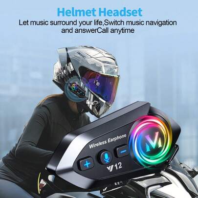 Motorcycle Helmet Bluetooth Headphones, Bluetooth 5.3 Fast Connection, 500mAh Battery, Smart Noise Cancellation, Lightweight Design, Essential Motorcycle Bluetooth Headset For Riders