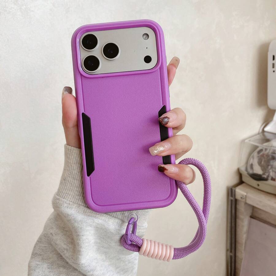 钥匙扣/挂绳 1 件装 二合一双层防刮防指纹 + 编织腕带 坚固耐用手机壳 兼容苹果-摩托罗拉,国际版,非国内版 - 紫色 - 查看 1