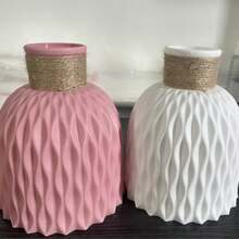 1pc Plastic Vase With Wavy Texture Design, Minimalist Nordic Style High-Quality Appearance, Lightweight And Durable, Purely For Decoration, Suitable For Living Room, Desk, Bedroom, Entryway, Photography Props, Applicable Scenes: Living Room, Desk, Bedroom, Study, Entryway, Home Decor - Multicolor - View 9
