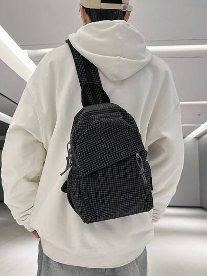 1pc Men's Nylon Chest Bag Large Capacity Oversized Casual Fashion Color Blocking Adjustable Strap Sport Gym Commute Casual Husband Thanksgiving Bag Messenger Bag Rider Bag Christmas Men Bag Sling Bag