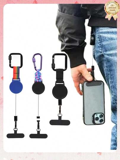 1 قطعة كارابينر مربع قابل للقفل للاستخدام الخارجي، جهاز مضاد للسرقة عالي التحمل، سلسلة مفاتيح قابلة للسحب مع حزام محكم، سلسلة هاتف قابلة للسحب مضادة للفقدان للاستخدام الخارجي مع كابل من الصلب، مناسبة للسفر والتنزه والعمل والاستخدام اليومي، تمنع الهاتف من الانزلاق من الجيب أو القفازات أو المصعد، تصميم بدون استخدام اليدين، سهل التركيب على الحزام أو السترة أو الحقيبة الظهرية