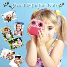 儿童数码即时打印相机玩具，2.4英寸高清屏幕，1080P视频，6倍变焦，创意游戏，32GB存储空间，便携式户外旅行玩具，适合3-12岁儿童 - 彩色 - 查看 6