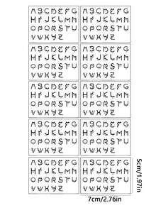 (10pcs) Cute Cat & 26 English Alphabet Temporary Tattoo Stickers, Cartoon Finger Tattoo Stickers For Couples - Black - View 7