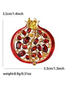1pc Of A Stylish Pomegranate Brooch Featuring Shiny Synthetic Zirconia, Perfect For Autumn And Winter Fashion Additions - Multicolor - View 6