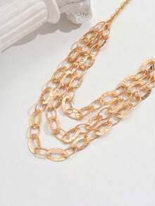 1pc Minimalist Multi-Layer Metal Fashionable Elegant Choker Necklace - Yellow Gold - View 2