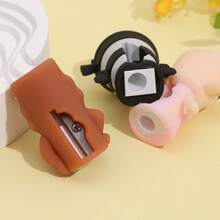 2个卡通PVC软橡胶削笔器，神话生物造型，趣味抽象设计，学生适用 - 彩色 - 查看 1