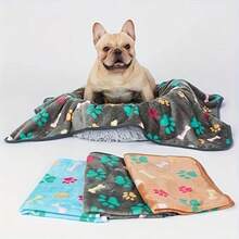 3pcs Fluffy Premium Fleece Pet Blanket, Flannel Paw Print Throw - 76*104cm - View 3