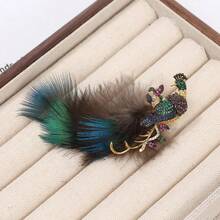 Peacock Brooch With Rhinestones And Simulated Feather Designs Unisex Decorative Suit Coat Clothing Pins Party Favors - Style4 - View 12