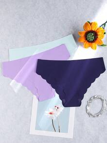 8-Piece Set Of Solid Color Seamless Women's Underwear - Soft And Comfortable Triangle Underwear, Suitable For Daily And All Season Wear - 彩色 - 查看 2