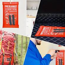 两件套防火毯 - 应急防火毯，39.37 英寸 x 39.37 英寸 - 玻璃纤维防火毯，适用于厨房、家庭、学校、壁炉、烧烤架、车辆、办公室和仓库，配有挂钩 - 彩色 - 查看 10