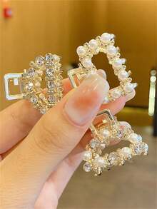 8个女士多功能简约水晶珍珠发夹，适合日常佩戴、上学、办公、通勤、度假、母亲节礼物 - 彩色 - 查看 4