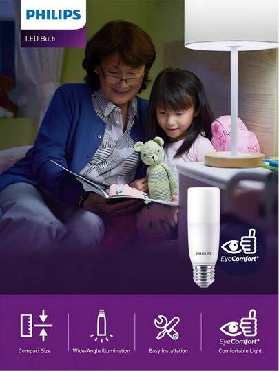  Philips LED Small Light Bulb Suitable For Various Light Fixtures Such As Dining Room Lights, Living Room Lights, And Reading Lights Wide-Angle Illumination For More Uniform Light Distribution