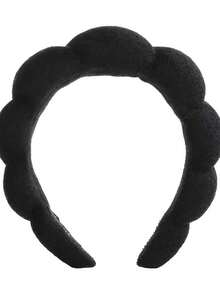 1pc Velvet Headband + 2pcs Wristbands, Suitable For Spa, Skincare, Makeup And Hairstyling, Hair Accessories Beauty Home Bedroom Decor Hairband Hair Hoop - Black - View 4