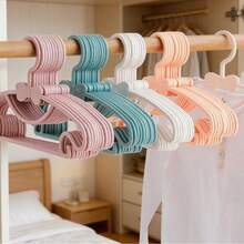 10pcs Pink Clothes Hangers, Portable Plastic Coat Hangers Organizer - Pink - View 2