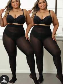 2 chiếc quần legging co giãn thần kỳ, quần tất co giãn cao cấp dành cho nữ cỡ lớn, vớ mỏng xuyên thấu gợi cảm, phù hợp cho người nặng đến 90kg, thích hợp cho dịp Giáng sinh. - màu đen - Xem 5