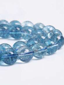1串天然浅蓝色托帕石珠，蓝色裂纹水晶散珠，适用于珠宝DIY制作手链、男女项链 - 淺藍色 - 查看 2