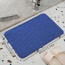 1pc/3pcs Sapphire Blue Stone Pattern Embossed High Bounce Water Absorbent Non-Slip Bathroom Floor Mat, Singles Or Set, Bathroom Decor Mat Bath Rug Floor Carpet Outdoor Rug Door Mat Fall Decor Bathroom Accessories Back To School Entryway Decor - Blue - View 11
