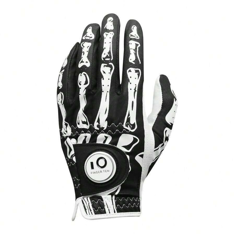 FINGER TEN 1pc Right Hand Golf Glove Men's Left Hand Golf Glove Skull Leather Breathable Comfortable Non-Slip Grip Size S/M/ML/L/XL