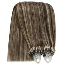 Straight Micro Loop Real Human Hair Extensions Microlink Micro Ring Link Hair For Women 30g/Pack 30 Strands Micro Beads Hair Extensions Silk Straight Human Hair Extensions - S4/27 - 查看 4