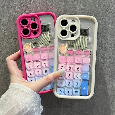 Protector para celular  con Calculadora Portátil Solar Botones Colores Pastel Retro,móvil con estilo para outfits, Fundas para  con EDGE50/G85 5G/G15 4G, 11/13/15/16ProMax,resistencia a impactos y prevención de rayaduras, diseño creativo y de moda para hombres y mujeres