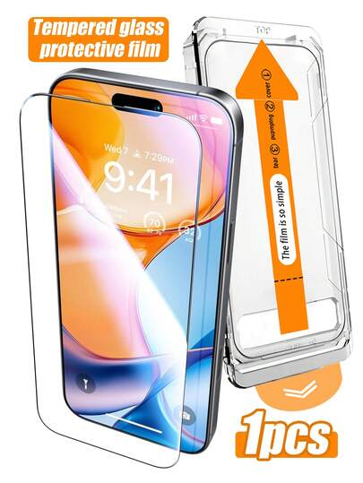 1pc 9H Hardness Tempered Glass Screen Protector, Full Coverage, Bubble-Free, Easy Installation, Portable, Waterproof, Anti-Fingerprint, Anti-Drop, Anti-Scratch, Suitable For IPhone 17/17 Pro/17 Pro Max/16/16 Pro/16 Pro Max/16Plus/13/13/13 Pro/13 Pro Max/12/12 Pro/12 Pro Max/11/11 Pro/11 Pro Max/X/XS/XR/XS Max And Other Models