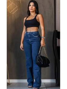 Wide-Leg/Patelãs Jeans With A Faded, Distressed Finish. - 藍色 - 查看 1