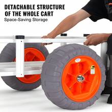 Beach Fishing Cart, 350 Lbs Load Capacity, Fish And Marine Cart With Two 16" Big Wheels PU Balloon Tires For Sand, Heavy-Duty Aluminum Pier Wagon Trolley With 8 Rod Holders For Fishing, Picnic - 350 Lbs 16" Wheels Aluminum - View 5