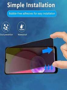 防震隐私钢化玻璃屏幕保护膜 2片装 适用于三星 Galaxy S23 S24 S25 FE/A17/A56/A36/A26/A16/A15/A25/A35/A55/A05s/A05/A14/A24/A34/A54/A04e/A04/A04s/A13/A23/A03/4G/5G 易于安装 高清透明 无气泡 手机屏幕保护膜 防水防刮 全覆盖 生日礼物 - 黑色 - 查看 6