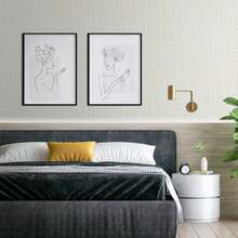 现代简约布纹奶油色壁纸，人造草布米色可剥离自粘防油防潮壁纸，亚麻纹理壁纸，橱柜台面衬里墙贴，艺术墙面房间装饰家居装饰艺术墙，防潮，15.7*393.7英寸 - K-黃色 - 查看 3