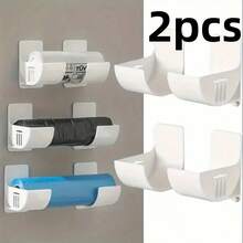 2 piezas Estante de almacenamiento adhesivo, espaciado ajustable, organizador multifuncional para refrigerador, gabinete, cocina, baño, puede sostener bolsas de basura, envoltura de plástico, paraguas y talla grande - Multicolor - Ver 13