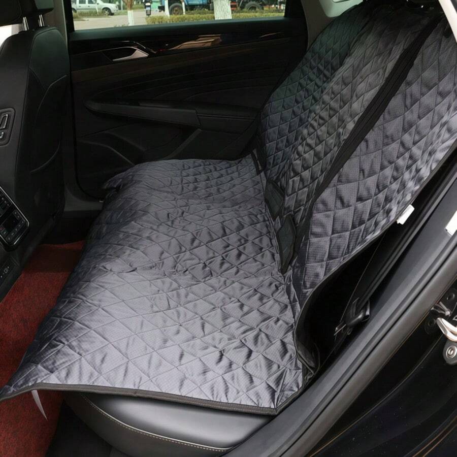 1pc Car Pet Back Seat Protector, Black Washable Car Seat Cover, With Center Console Opening Design, Stain-Resistant And Waterproof, Dog Travel Safety Protection Pad