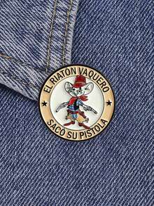 1 pieza Alfileres de esmalte con canciones mexicanas españolas, ratón vaquero con pistola, broche, insignia para solapa, bolsos, regalo - Multicolor - Ver 6