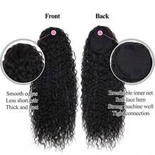 Water Wave Human Hair Ponytail Drawstring Wrap Around Brazilian Virgin Human Hair Weave Deep Wave Ponytail Clip In Ponytails Extensions For Women Easy Wear Daily Use - Natural Black - View 5