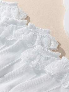 5 Pairs Cotton Children/Toddler Lace Trim Princess Dance Ankle Socks - White - View 3