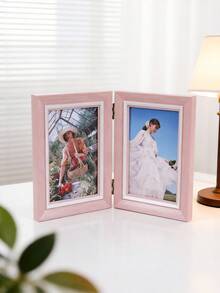 Tabletop Folding Photo Frame, Holds 2 Pcs 4x6 Inch Photos, Plastic Foam Material, Creative Hinged Frame, Suitable For Living Room, Bedroom, Display Art Photos - Multicolor - View 2