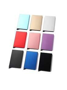 Slide-Out Wallet - Elegant Red Rose Black Anti-Theft ID Card Holder, Compact Minimalist Metal Credit Card Holder With Slide-Out Card Box, Printed Pattern, RFID Blocking Credit Card Wallet, Portable Business Card Holder - Multicolor - View 4