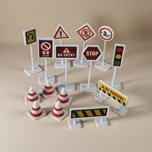 互动式交通信号灯玩具模型，逼真的交通信号灯和道路标志模拟场景，人行横道信号灯，创意道路安全意识玩具，无需用电，建筑主题派对，桌面摆件，新年礼物 - 彩色 - 查看 4