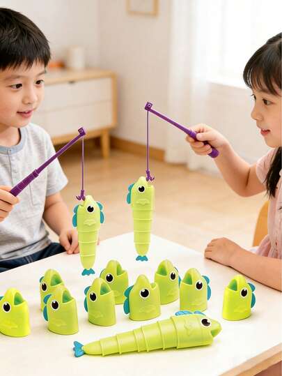 Zestaw do zabawy w łowienie rybek z możliwością rozsuwania dla dzieci, interaktywna zabawka z haczykiem i możliwością złapania, świetna zabawa edukacyjna w pomieszczeniach dla maluchów w wieku 3+, prezent dla chłopców i dziewczynek (niemagnetyczny)