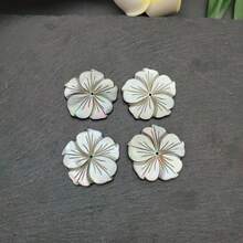 4 mặt dây chuyền hình hoa sứ chạm khắc thủ công từ vỏ sò MOP tự nhiên, dùng để làm khuyên tai hoặc vòng cổ, thiết kế kiểu Hawaii, trang sức đảo nhiệt đới. - màu đen - Xem 42