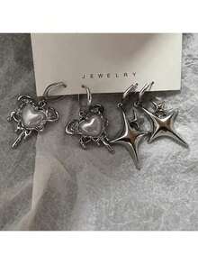 4pcs/Set Women's Heart & Dangle Earrings, Y2K Style Jewelry Suitable Daily Life And Parties, Exquisite Holiday - Nhiều màu - Xem 5