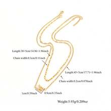 2件套新款经典字母吊坠金色不锈钢唇形多层链条项链，女士款 - 金黃色 - 查看 2