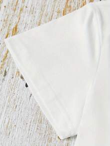 Women's Casual Short Sleeve Graphic T-Shirt - Playful Iced Coffee Cup Print, Black With Teal & Orange Accents, Lightweight Round Neck Summer Top, Machine Washable For Vacation, Sports & Casual Attire, Ladies T Shirts, Vacation Clothing, Comfortable Fit Shirt - White - View 4