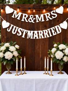 2/1pc Băng rôn tiệc độc thân cô dâu Just Married,Mr & Mrs,Băng rôn đám cưới, Cờ treo trang trí bằng giấy cứng, Phụ kiện tiệc lãng mạn cho tiệc độc thân cô dâu kỷ niệm,Tiệc đính hôn Dây treo đám cưới Biển đón khách Quà tặng phù dâu - A - Xem 1