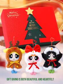 The Powerpuff Girls Holiday Character Keychain Bag Charm Pendant, Reindeer Snowman Penguin Costume Design Options, Cartoon Winter Cosplay Outfit with Detailed Expression and Decorative Elements, Soft-Touch Fabric Surfaces with Fine Stitching and Qualityefarsman, 1pight Hanging as Character Collectible for Daily Styling Display Decoration and Desk Accent, Eye-Catching Seasonal Cartoon Accessory for Character Fans and Art Figure Collectors, Ideal Christmas Holiday Birthday Gift Choice for Friends Couples and Special Celration Moments - 彩色 - 查看 7