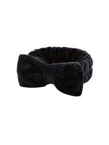 1 Set 3pcs Bando & Gelang Bulu Halus, Aksesori Pembersih Wajah yang Menyerap dan Mengusir Keringat - Hitam - View 4